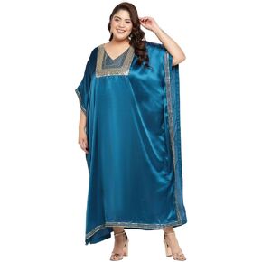 نساء بالإضافة إلى حجم كافتان فستان أنيقة تسلسل الساتان Maxi المساء تغطية فوق الفساتين كيمونو غلاف غير رسمي in Kuwait