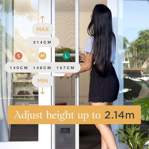 V2 Patio Pet Door Screen Insert Panel for Sliding Doors, Fits Door Track Min Ht 55.12" to Max Ht 84.25",UV Resistant Mesh, Locking Magnetic Dog Door, Easy Install and Removal,Small,Black in Kuwait