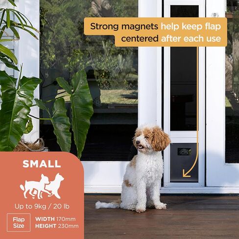 V2 Patio Pet Door Screen Insert Panel for Sliding Doors, Fits Door Track Min Ht 55.12" to Max Ht 84.25",UV Resistant Mesh, Locking Magnetic Dog Door, Easy Install and Removal,Small,Black in Kuwait