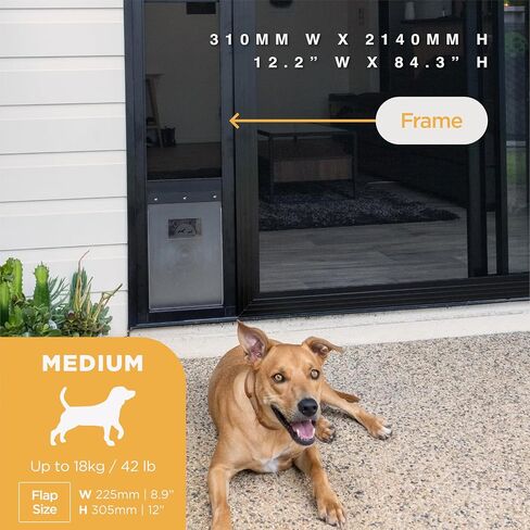 V2 Patio Pet Door Screen Insert Panel for Sliding Doors, Fits Door Track Min Ht 55.12" to Max Ht 84.25",UV Resistant Mesh, Locking Magnetic Dog Door, Easy Install and Removal,Small,Black in Kuwait