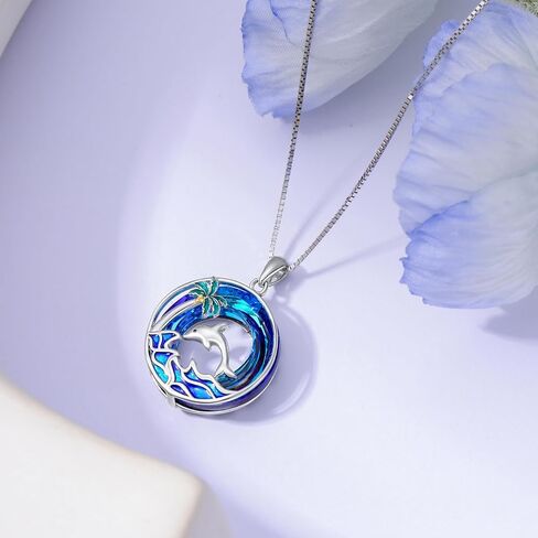 Toupop Sea Turtle Hompts Sterling Silver Tropical Palm Tree Ocean Ocean Presant Crystal Sea Turtles المجوهرات عيد الميلاد الصيفي للنساء in Saudi Arabia