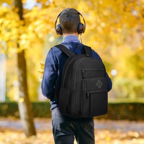 Unisex Black Backpack for School, Lightweight Boys Girls Backpack with USB Port Fits 15.6 Inch Notebook, Water Bottle Pocket - Ideal for Teens, College Students, Adults in Kuwait