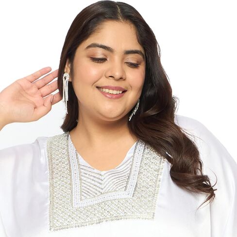 نساء بالإضافة إلى حجم كافتان فستان أنيقة تسلسل الساتان Maxi المساء تغطية فوق الفساتين كيمونو غلاف غير رسمي in Kuwait