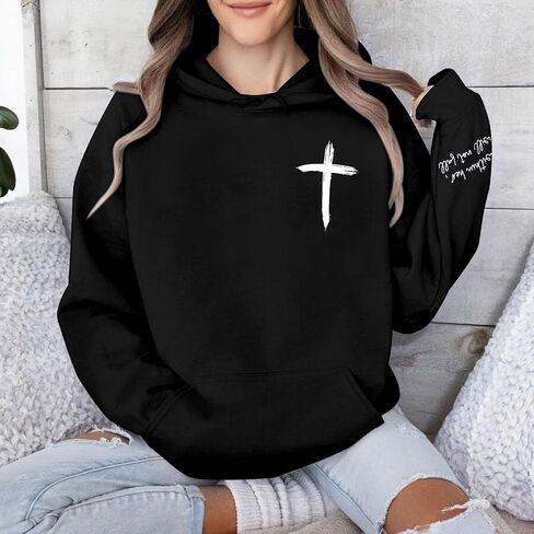 Hebbe Christian Sweatshirt for Women Christian Graphic Hoodies Pullover - Bible Vershirts Sweatshirts Faith Top in Kuwait