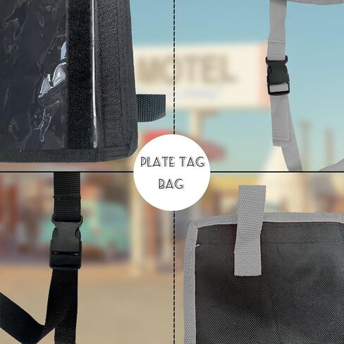 حامل لوحة الترخيص مع حزام معلقة ، حقيبة علامة اختبار ، وغطاء إطار ترخيص الوكلاء ، لشاحنة سيارات سيارات السيارات (أسود ، 5)) in Kuwait