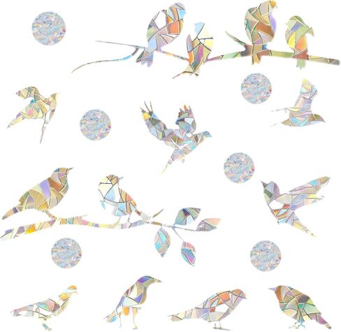 Window Decals to Prevent Bird Strikes - Anti-Collision Decals to Save Birds from Window Collisions,Rainbow Sun Catcher Stickers Non Adhesive Prismatic Vinyl Clings (Hummingbirds and Circle) in Kuwait