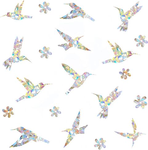 Window Decals to Prevent Bird Strikes - Anti-Collision Decals to Save Birds from Window Collisions,Rainbow Sun Catcher Stickers Non Adhesive Prismatic Vinyl Clings (Hummingbirds and Circle) in Kuwait