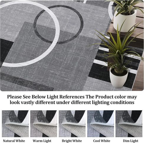 GarveeHome Washable Runner Rug 2x10 Modern Circle Rugs Runner Non Slip Low Pile Rug for Hallway Soft Long Rugs Indoor Floor Carpet for Kitchen Bedroom Entryway, Grey in Saudi Arabia