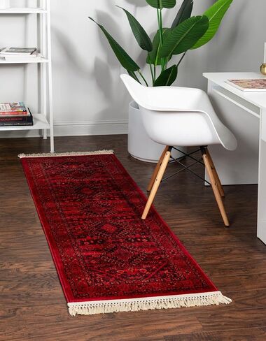 Rugs.com Bokhara Collection Bruc - 10 قدم عداء Red Low Rug مثالية للممرات والمداخل in Saudi Arabia