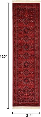 Rugs.com Bokhara Collection Bruc - 10 قدم عداء Red Low Rug مثالية للممرات والمداخل in Saudi Arabia