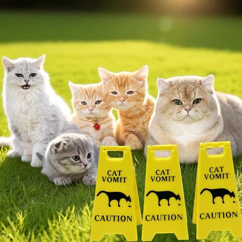 3 Pcs Funny Cat Vomit Caution Sign Desktop Decorations for Cat Owners Ideal Prank Gifts for Cat Moms/Daddy's and Unique Cat Themed Home Office Decorations,Mini Cat Vomit Sign in Saudi Arabia