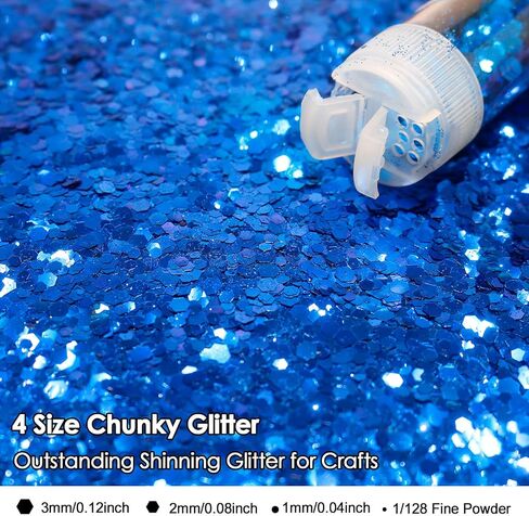 Renfio Holographic Glitter, 16 Colors Resin Glitter Set Each 15g/0.53oz Extra Fine Glitter for Crafts PET 1/128" Epoxy Resin Accessories Glitters Powder for Tumblers Slime Candle Making Nails Bomb in Kuwait