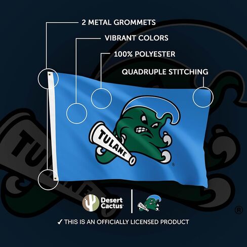 Desert Cactus Tulane University Flag Green Wave Flag Banners 100% Polyester Indoor Outdoor 3x5 feet Flags (Flag C) in Saudi Arabia