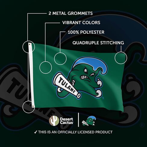 Desert Cactus Tulane University Flag Green Wave Flag Banners 100% Polyester Indoor Outdoor 3x5 feet Flags (Flag C) in Saudi Arabia