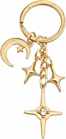 Gold Shiny Star Keychain Cute Celestial Charm Durable Metal Key Ring for Keys Bags Aesthetic Gift Car Party Decor in Saudi Arabia