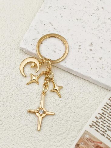 Gold Shiny Star Keychain Cute Celestial Charm Durable Metal Key Ring for Keys Bags Aesthetic Gift Car Party Decor in Saudi Arabia