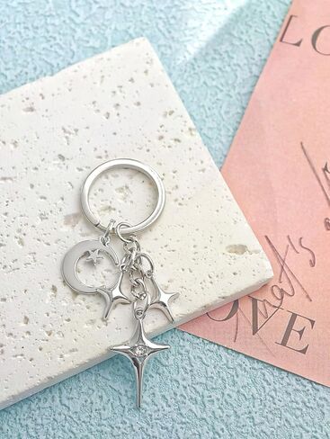 Gold Shiny Star Keychain Cute Celestial Charm Durable Metal Key Ring for Keys Bags Aesthetic Gift Car Party Decor in Saudi Arabia