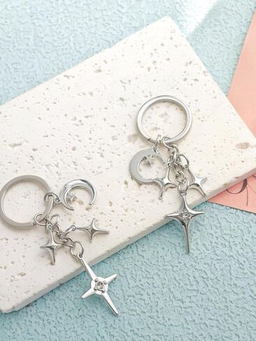 Gold Shiny Star Keychain Cute Celestial Charm Durable Metal Key Ring for Keys Bags Aesthetic Gift Car Party Decor in Saudi Arabia