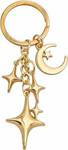Gold Shiny Star Keychain Cute Celestial Charm Durable Metal Key Ring for Keys Bags Aesthetic Gift Car Party Decor in Saudi Arabia