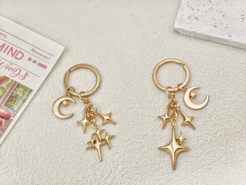 Gold Shiny Star Keychain Cute Celestial Charm Durable Metal Key Ring for Keys Bags Aesthetic Gift Car Party Decor in Saudi Arabia