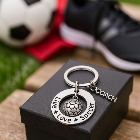 مجموعة Keychain Collection Collection- هدايا مدرب- مجوهرات كرة القدم ، Live Love Soccer Gift للرجال والنساء in Saudi Arabia