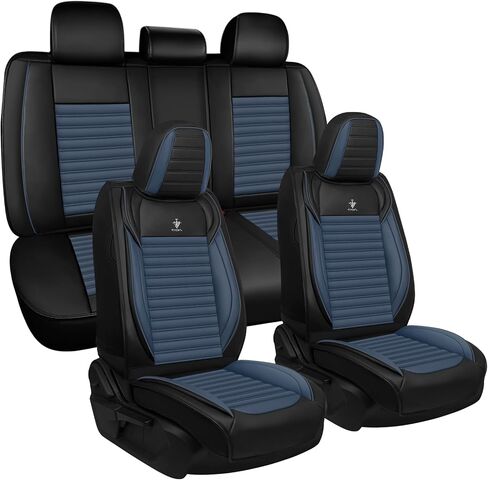 Seat Covers Full Set Custom Fit for Toyota Corolla 2017-2025, Standard Waterproof Car Seat Cover, Breathable and Comfortable Leather Cushion Cover, Auto Interior Accessories (Black Blue) in Saudi Arabia