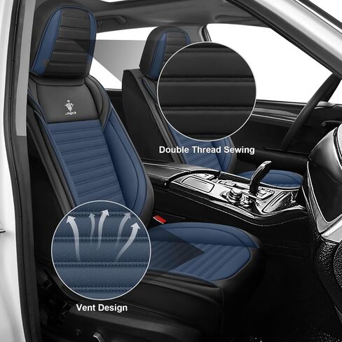 Seat Covers Full Set Custom Fit for Toyota Corolla 2017-2025, Standard Waterproof Car Seat Cover, Breathable and Comfortable Leather Cushion Cover, Auto Interior Accessories (Black Blue) in Saudi Arabia