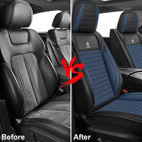 Seat Covers Full Set Custom Fit for Toyota Corolla 2017-2025, Standard Waterproof Car Seat Cover, Breathable and Comfortable Leather Cushion Cover, Auto Interior Accessories (Black Blue) in Saudi Arabia