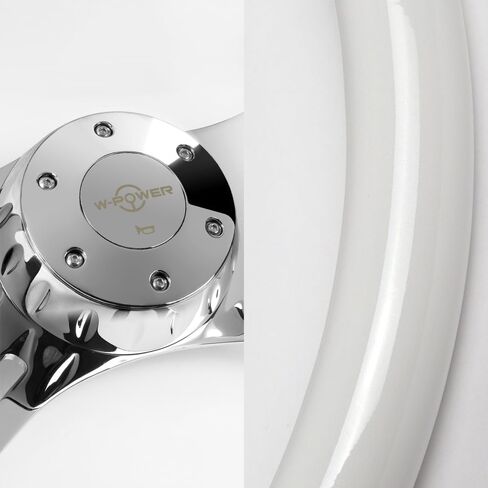 18 "Universal 457mm 5 Bolt ، 2 بوصة عمق ، عجلة قبض على الطراز القديم ، كروم 4-سبوك مع محول المحور متوافق مع T04 Kenworth ، Peterbilt جميع الطرز (قبضة الخشب الأبيض) in Kuwait