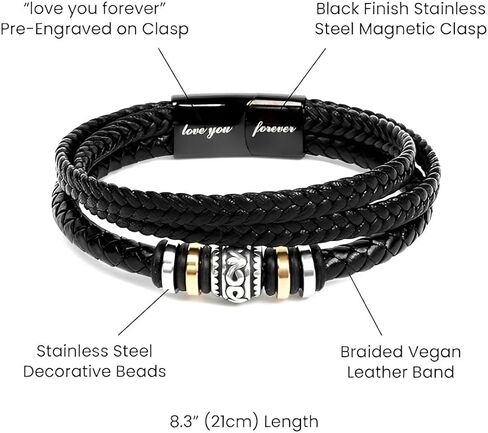 Promise Bracelet For Him, Braided Leather Stainless Steel Infinity Bracelets Lettering Love You Forever, Promise Gifts For Man Grandson Husband Boyfriend Always Linked Together in Kuwait