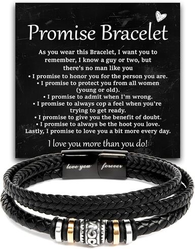 Promise Bracelet For Him, Braided Leather Stainless Steel Infinity Bracelets Lettering Love You Forever, Promise Gifts For Man Grandson Husband Boyfriend Always Linked Together in Kuwait