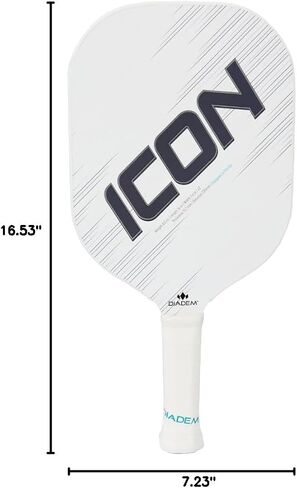 Diadem Icon v2 Pickleball Paddle | USAPA Approved | Carbon Fiber High Performance Paddle | Power, Control, Spin Friendly (White, XL - Extended Length) in Saudi Arabia