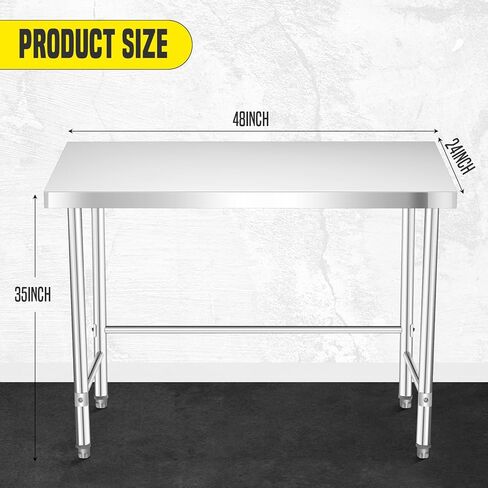 Stainless Steel Table 36x24 Inch with Wheels, Commercial Home Kitchen Prep Work Metal Table with Open Base in Kuwait