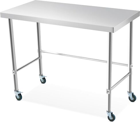 Stainless Steel Table 36x24 Inch with Wheels, Commercial Home Kitchen Prep Work Metal Table with Open Base in Kuwait