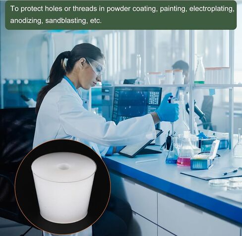 YOKIVE Silicone Rubber Stoppers with Hole, Tapered Plugs with High-Temperature Resistance | Protect Hole, Great for Lab Industry (White, 42mm to 52.7mm) in Saudi Arabia