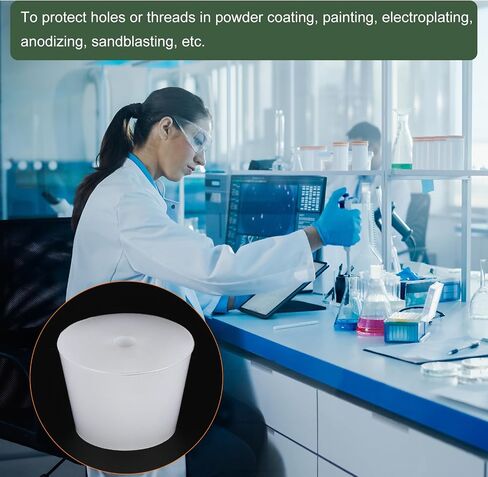 YOKIVE Silicone Rubber Stoppers with Hole, Tapered Plugs with High-Temperature Resistance | Protect Hole, Great for Lab Industry (White, 42mm to 52.7mm) in Saudi Arabia