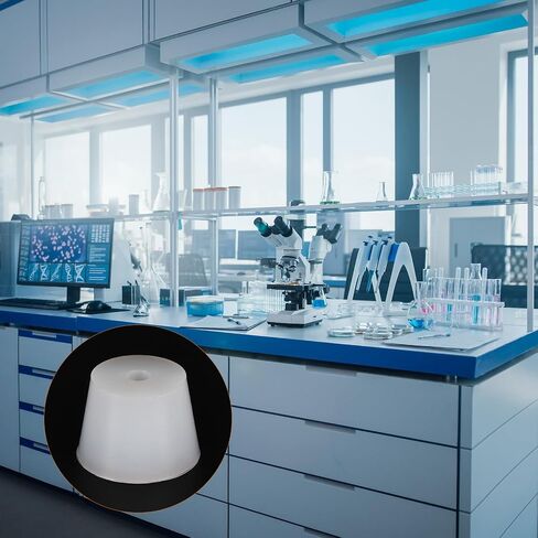 YOKIVE Silicone Rubber Stoppers with Hole, Tapered Plugs with High-Temperature Resistance | Protect Hole, Great for Lab Industry (White, 42mm to 52.7mm) in Saudi Arabia