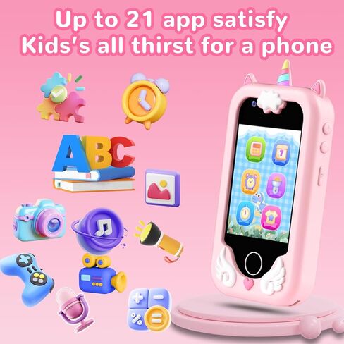 Lapare Kids Phone for Boys, Touchscreen Toy Phone with Dual Camera, Music & Games, Pretend Learning Toy Phone for Toddler with 32GB SD Card in Kuwait