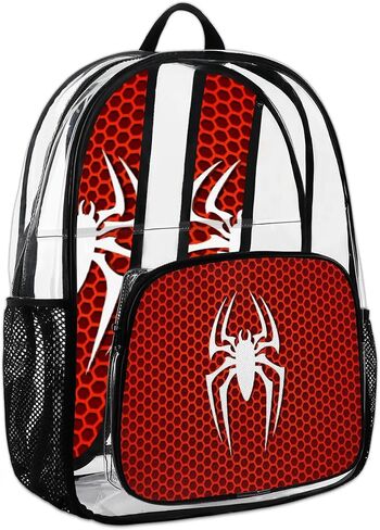 نمط العناكب ، حقائب الظهر الواضحة على الظهر الشفافة الشفافة ، رؤية كبيرة من خلال حقائب الظهر PVC ، معتمدة للرجال حفلات السفر الرياضية الأمنية للأمن. in Saudi Arabia