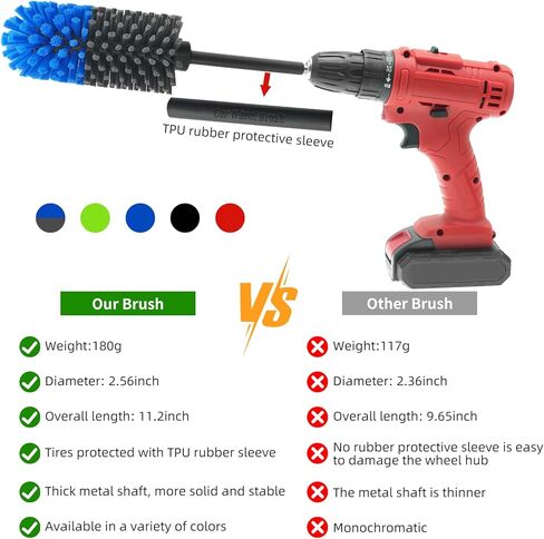 Wheel Brush, Soft Drill Wheel Cleaner Brush, Drill Brush for Car Wheel, No Scratches Highly Dense and Durable Car Wheel Brush Rim Tire Car Cleaning Brush for Wheels, Rims, Engines, Exhaust in Kuwait