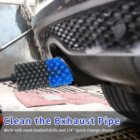 Wheel Brush, Soft Drill Wheel Cleaner Brush, Drill Brush for Car Wheel, No Scratches Highly Dense and Durable Car Wheel Brush Rim Tire Car Cleaning Brush for Wheels, Rims, Engines, Exhaust in Kuwait
