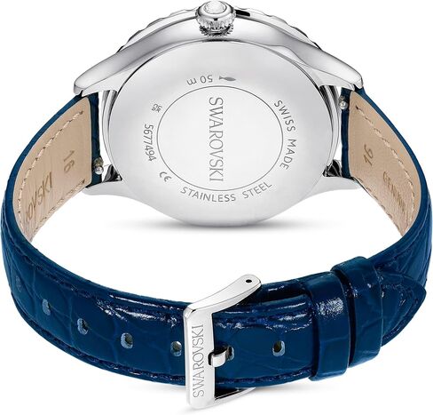 Swarovski Octea Moon Watch, Swiss Made, Moon, Leather Strap, Blue, Stainless Steel in Saudi Arabia