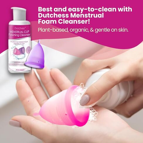 كأس الحيض من DUTCHESS - أكواب فترة الحيض من السيليكون الطبية الناعمة القابلة لإعادة الاستخدام - سهلة التنظيف وبديل للوسادة - أبيض، كبير in Kuwait