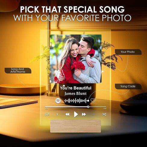السفن في اليوم التالي - لوحة Spotify مخصصة مع صورة ورمز سبوتيفي - غلاف ألبوم موسيقى أكريليك مخصصة - إطار صورة قابل للتخصيص مع LED اختياري - هدية فريدة للأزواج in Kuwait