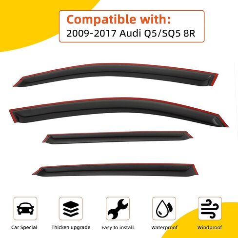 4pcs خارج القناة الدخان دخان حارس المطر متوافق مع 2009-2017 Audi Q5/sq5 8r الشريط على تنفيس النافذة إكسسوارات السيارة in Saudi Arabia