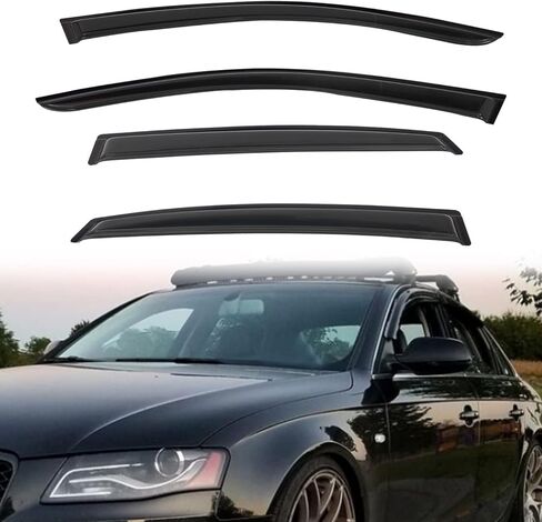 4pcs خارج القنوات الدخان دخان حارس المطر متوافق مع 2009-2015 Audi B8 A4/A4 Quattro/S4 4-Door Tape-On Deflector Window Window Agensors in Saudi Arabia