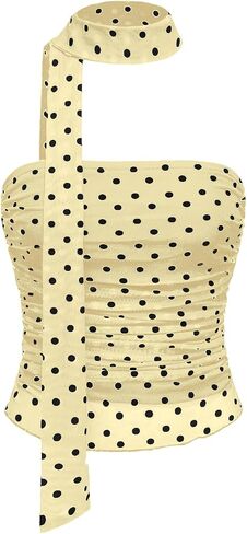 المرأة y2k polka dot mesh tube top top with وشاح أكمام in Kuwait