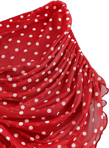 المرأة y2k polka dot mesh tube top top with وشاح أكمام in Kuwait