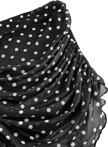 المرأة y2k polka dot mesh tube top top with وشاح أكمام in Kuwait