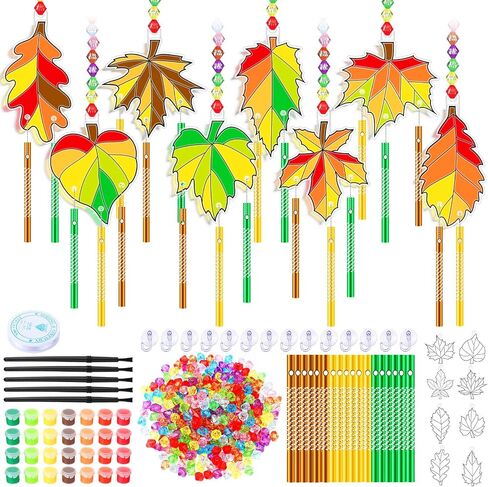 24 Sets Suncatchers Wind Chimes Window Art Kits, DIY Sun Catchers Wind Chimes Bulk Ornaments Painting Craft Kits for Boys Girls Home Party Activity Project Decor (Mandala Style) in Saudi Arabia